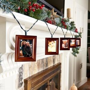 Polaroid 5 Photo Frame String LED‎ Lightboxes Christmas Mantle Lights Wood